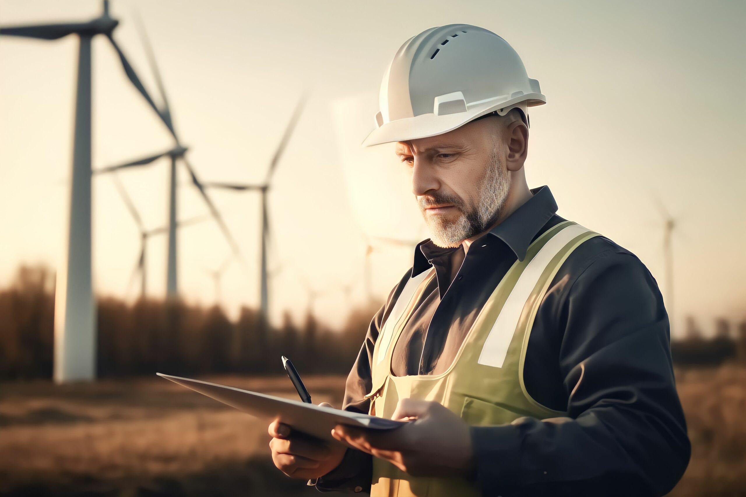 Wind turbine service engineer maintenance and plan for inspectio
