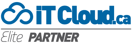 IT Cloud.ca logo in blue with a cloud icon and the words'IT Cloud.ca'; Elite Partner badge displayed beneath a horizontal line.